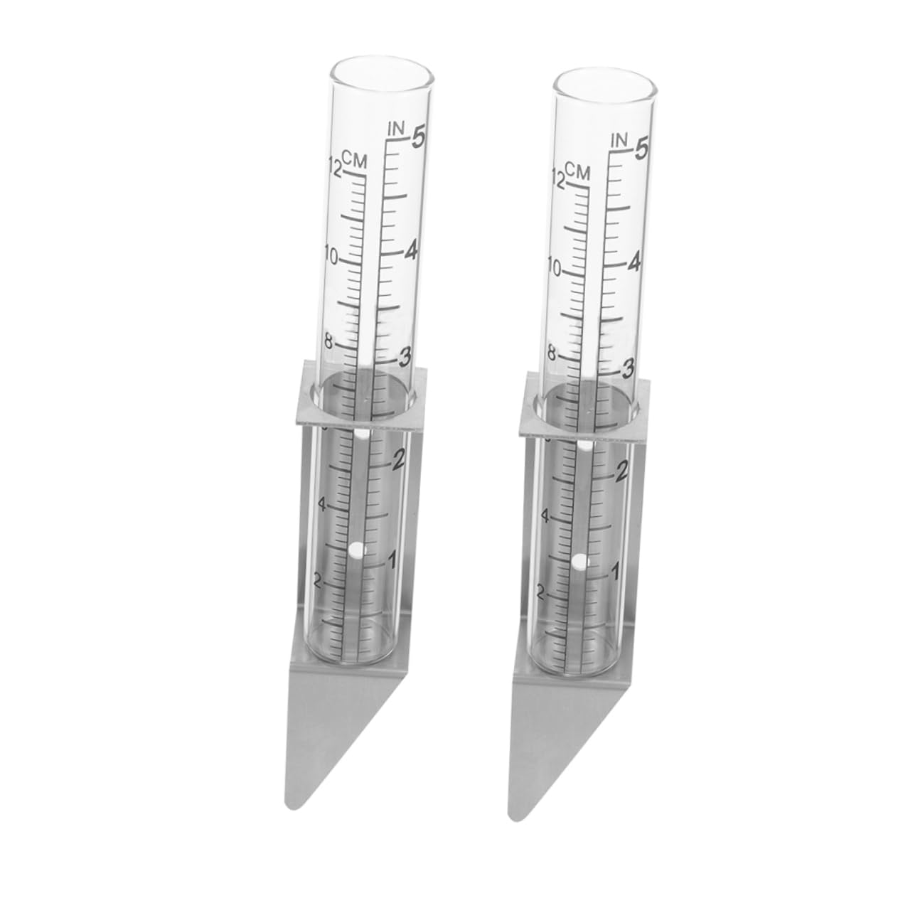 CIYODO 2 Pack Rain Gauge Bracket for Outdoor Use Stainless Steel Rain Gauge for Garden Patio Deck with Replacement Tube