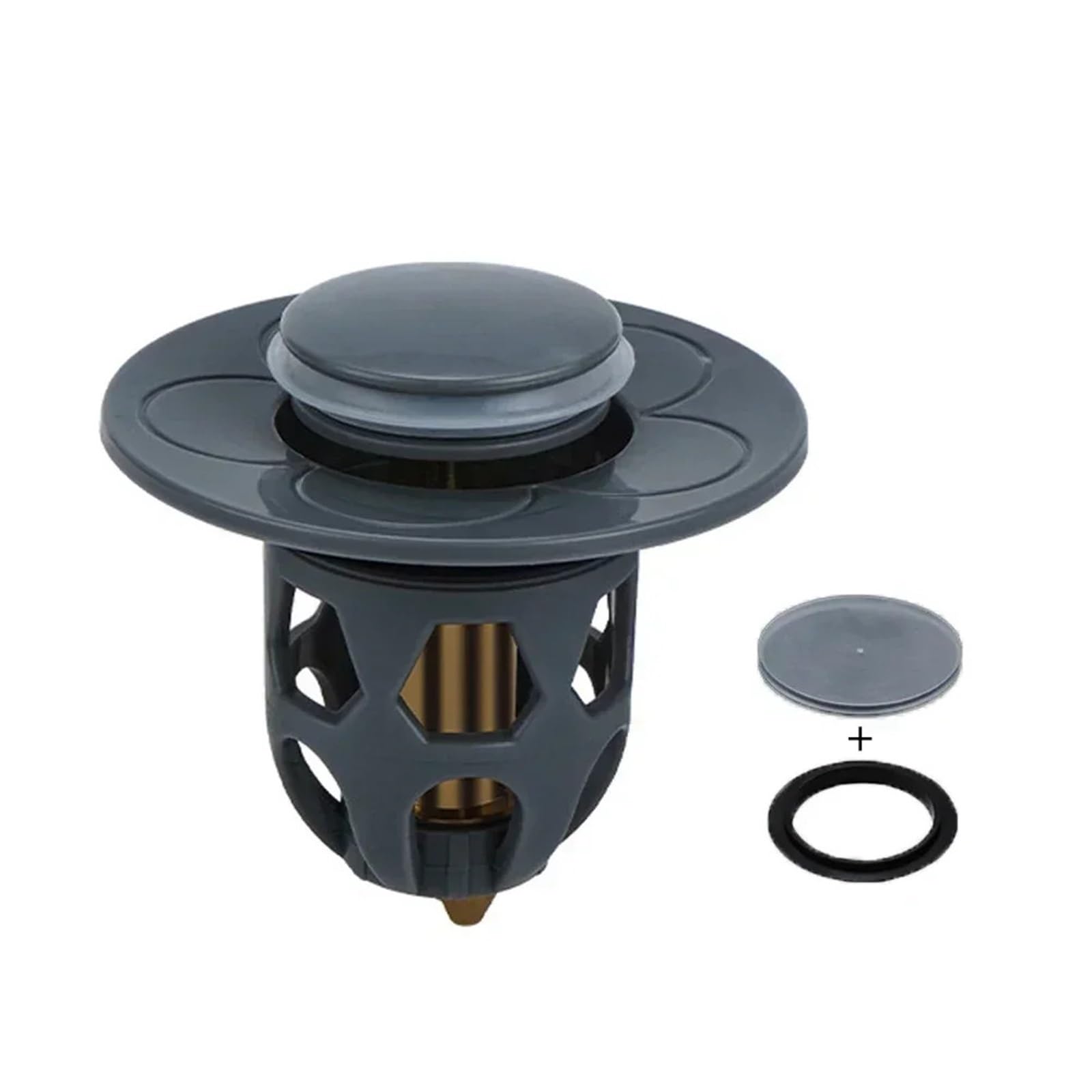 Stainless Steel Pop-Up Bounce Core Sink Drains Stopper Wash Basin Drain Filter Plug Bathroom Shower Hair Catcher Bathtub Tools For Bathtub(Grey)