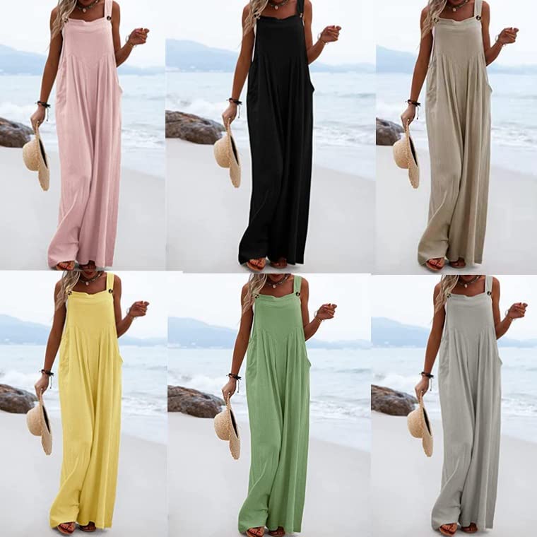 Eryue 2022 Summer New Amazon Product Jumpsuit Loose SLE Multicolor Large Size Solid Color Wide Leg Overalls Women M Grey offers donot miss