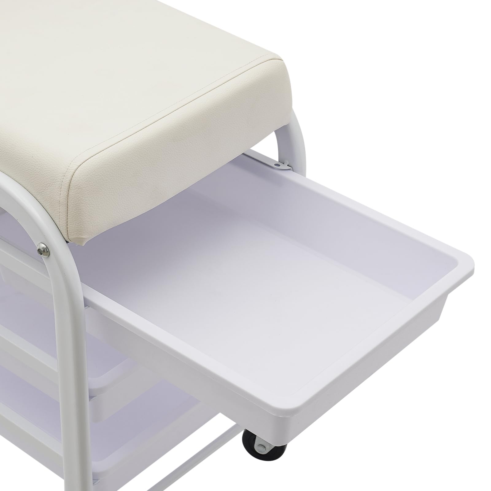 Chariot de Manucure Pédicure 3 Niveaux avec 4 Roulettes et Bain de Pieds Portable