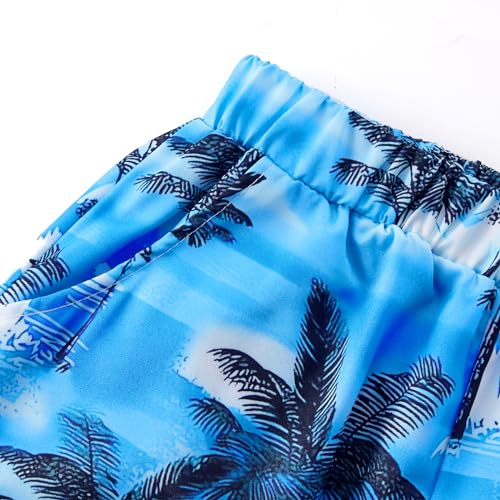 Image of Weixinbuy Boys Summer Outfits Short Sleeve Hawaiian Shirt and Shorts Vacation Set for Kids Summer Clothes Set