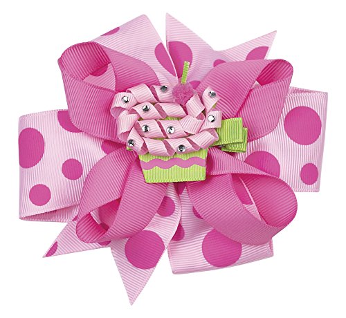 Bearington Baby Cupcake 3 in 1 Girl's First Birthday Outfit Hair Bow, Pink image 2