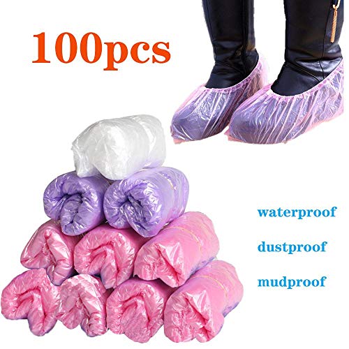 MZY1188 Cubiertas de Zapatos Desechables de 100 Piezas, Cubiertas de Botas Impermeables Cubrebotas de plástico a Prueba de Polvo