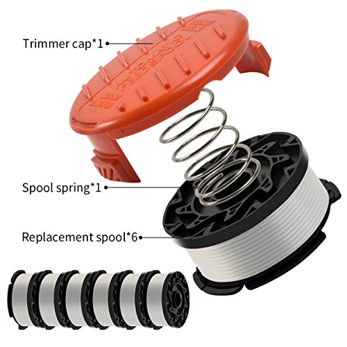 Generep Weed Eater String Trimmer Line For Black And Decker Trimmer/Edger, Af-100, 6 Spools & 1 Cap #TOP1