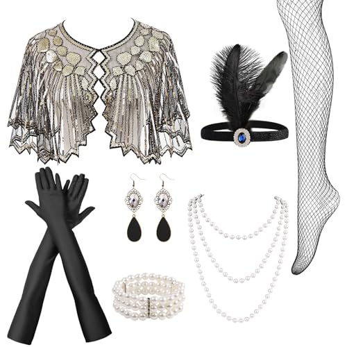 FeelfunFeather 1920s Flapper Accessories Set for Women,Roaring 20's...