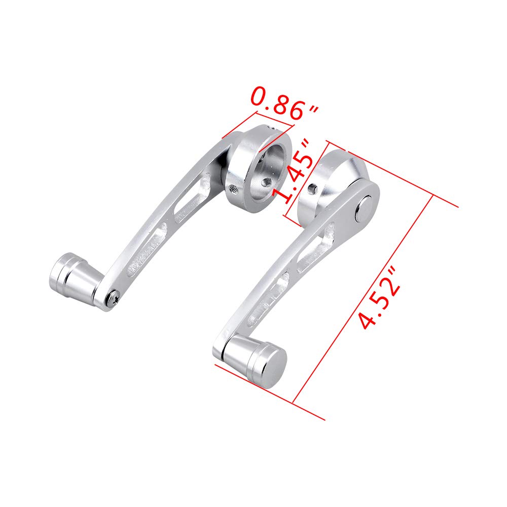 AutoXcessori Chrome Completed kit (2X Winder Cranks + 6X Round, Square, Round Spline fix Ring) Universal Aluminum Manual Billet Car Window Crank Handle Winder Truck Pickup