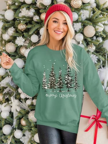 Christmas Sweatshirts for Women Funny Christmas Tree Xmas Cute Graphic Long Sleeve Shirt