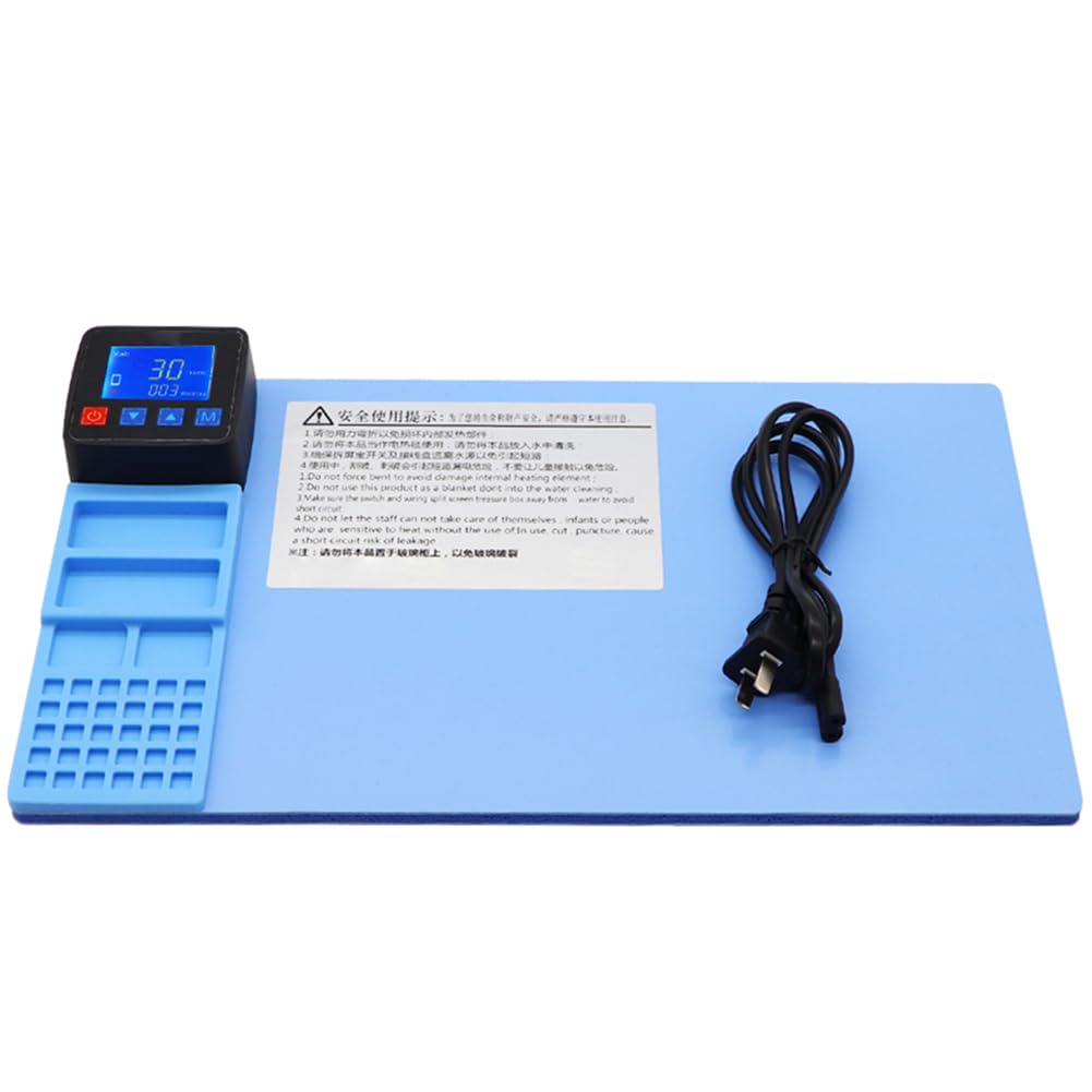 Almohadilla de calefacción para pantalla LCD para reparación de teléfonos inteligentes y tabletas, separador de placas calientes para pantallas LCD, 300 mm x 170 mm x 7 mm