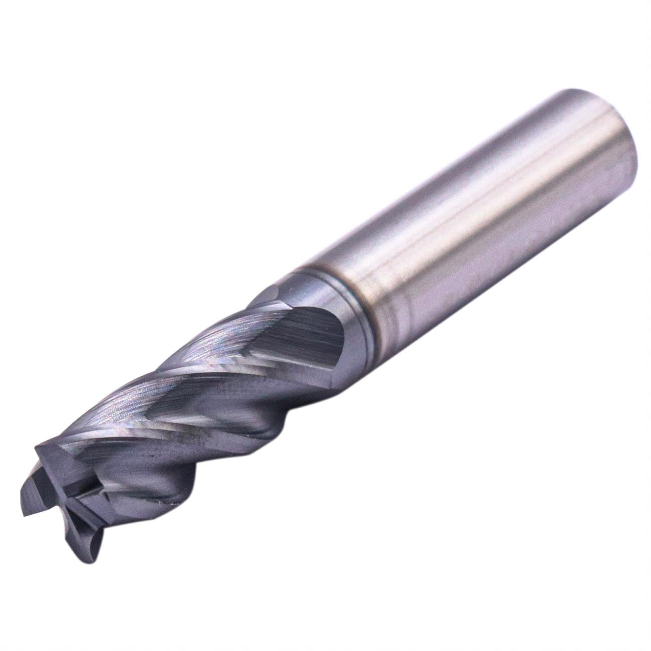 3/8in Solid Carbide Corner Radius End Mill - .015" Corner Radius, AlTiN Coated, 4 Flute, 35° Helix, 3/8" Cutting Dia, 3/8" Shank Dia, 1" LOC, 2-1/2" OAL for Milling Alloy Steel, Iron, Copper