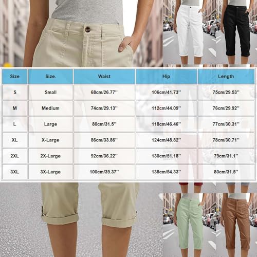 Womens Cargo Capris Stretchy Business Casual Chino Capri Work Pants Rolled Hem Summer Trousers Outdoor Dress Slacks3