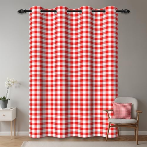 Rideau occultant à œillets 135x229cm rouge blanc pour chambre