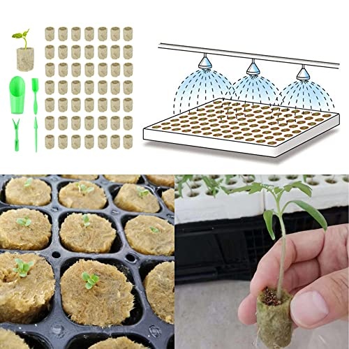 YANRU 50 pcs,Steinwolle Plugs,Rockwool Cube,Hydroponischen Block-GemüSe,Steinwollpad FüR Den Pflanzenanbau,Mit 4 StüCk SäMlings-Pflanzwerkzeugen,Anbau Von SäMlingen,Blumen,Pflanzen,Garten (50)