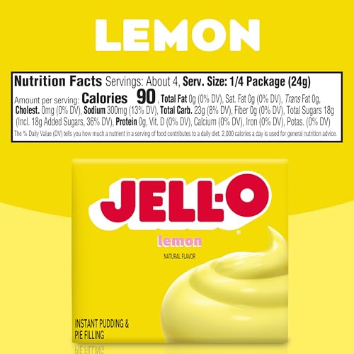 Image of Jell-O Lemon Naturally Flavored Instant Pudding & Pie Filling Mix, 3.4 oz Box