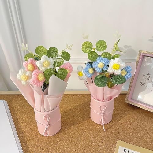 Image of Artificial Crochet Flower Bouquet /Artificial Flowers Bunch /Crochet Flowers Bouquet /Crochet Flowers /Flowers Bouquet Gift for Girls Home Decor (Multicolor Flower)