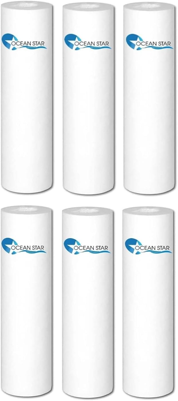 Ocean Star - Spun Filter Candle For Ro Water Purifiers Pack Of- (6), Ensuring Clean, Safe, And Pure Drinking Water, Filter Housing Of All Water Purifier, Pp Spun Cartridge Pre Filter (White)