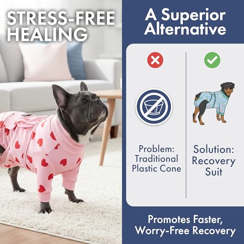 Image of Spark Paws Dog Recovery Suit - Surgical Onesie After Surgery, Male & Female | Full-Body & Belly Coverage Post Spay, Neuter or Abdominal Surgery - a Soft Cone Alternative. Breathable; Fits All Breeds