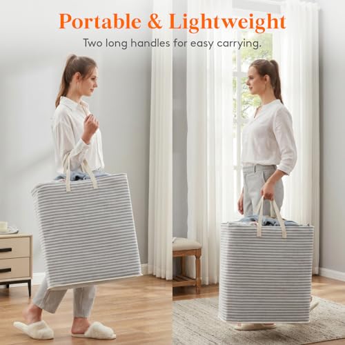 Image of Lifewit 105L Large Collapsible Laundry Hamper, Tall Foldable Dirty Clothes Baskets Waterproof, Freestanding Design with Easy Carry Handles in Dorm Bedroom Bathroom College, Grey