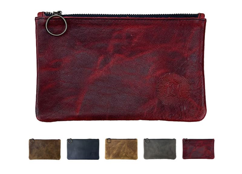 Leather Pouch with Zipper (Canyon Rouge, Small 7