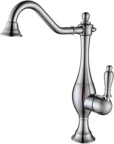 Wovier Grifo de lavabo de baño de cascada de níquel cepillado,Grifo de lavabo de un solo orificio de un solo agujero,Grifo mezclador de lavabo de