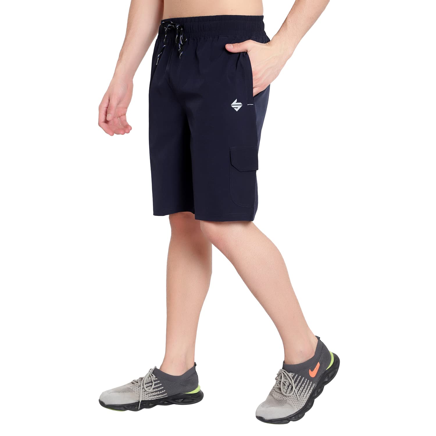 John Ally Athletic Sports Cargo Shorts for Men with Zip Pockets and Elastic Waistband Quick Dry Lightweight Activewear.-picture-27
