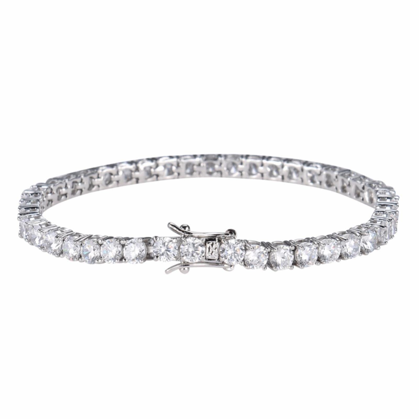 CMBSSTFC Messing-Tennis-Armband, CZ, Bling Bling, 1-reihiges Zirkonia-Armband für Damen und Herren, Iced Out-Schmuck