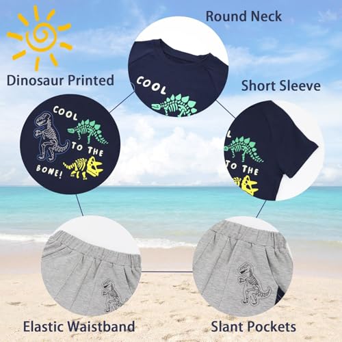 Image of Little Bitty Toddler Boy Clothes Boys Summer Outfits Cotton Short Sleeve T-Shirt & Shorts Set 2-7Yrs