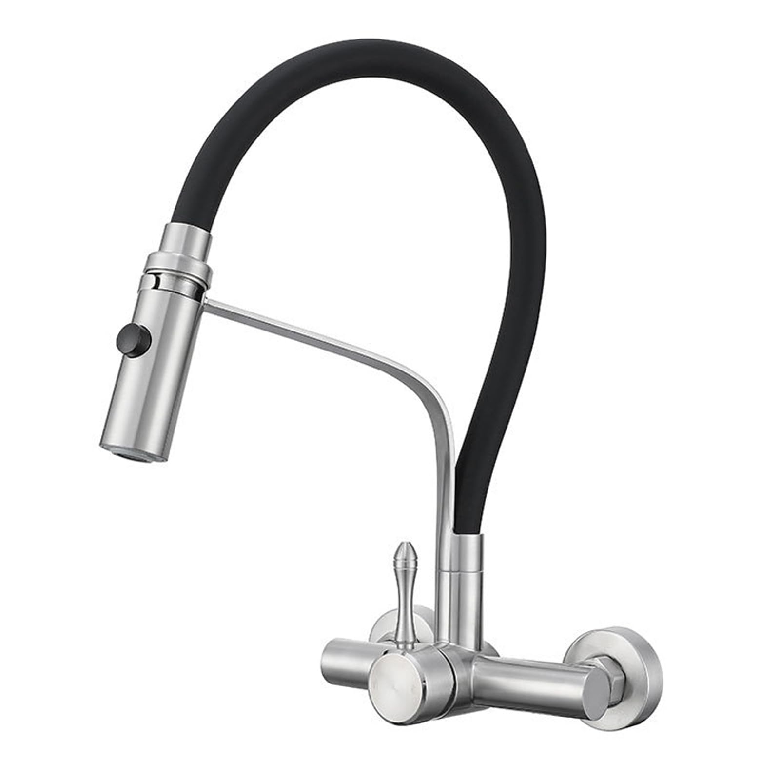 Robinet mitigeur de cuisine mural durable en acier inoxydable 304 brossé