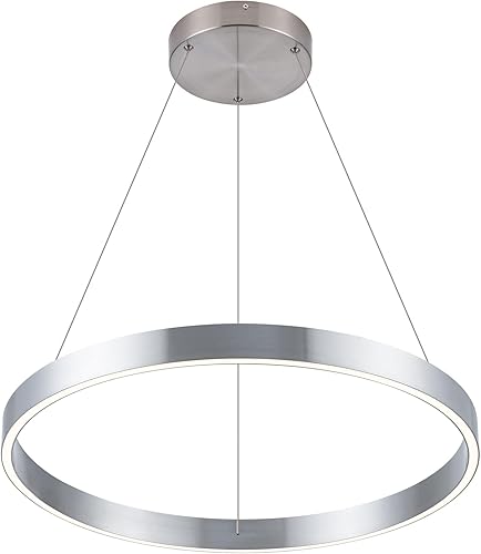 Candelabro LED moderno, 1 anillo de luces colgantes circulares, lámpara moderna de comedor de 23.62 pulgadas para vestíbulo, cocina, sala de estar,