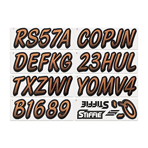 Image of STIFFIE Whipline Copper /Black 3 inch Boat & PWC Registration Decals • Numbers Letters Stickers