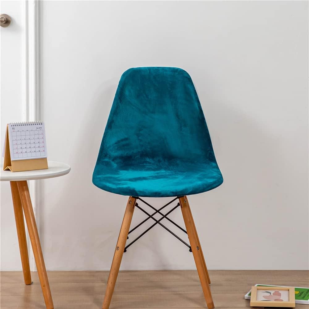 Highdi Fundas para Sillas de Comedor Elásticas, 4 Piezas Fundas Sillas Ajustables Terciopelo Funda de Silla Nordica Cocina Azul Fundas para Silla Protectoras de Sillas Escandinavas