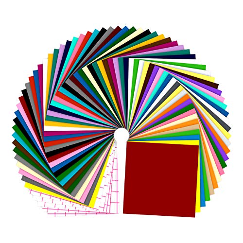 Prime Vinyl 70 Permanent Vinyl Sheets, Vinyl for Cricut, 12 x 12 inch, 60 Adhesive Vinyl Sheets with 10 Transfer Tapes for Home Decor, Vinyl for Silhouette, Cutting Machine
