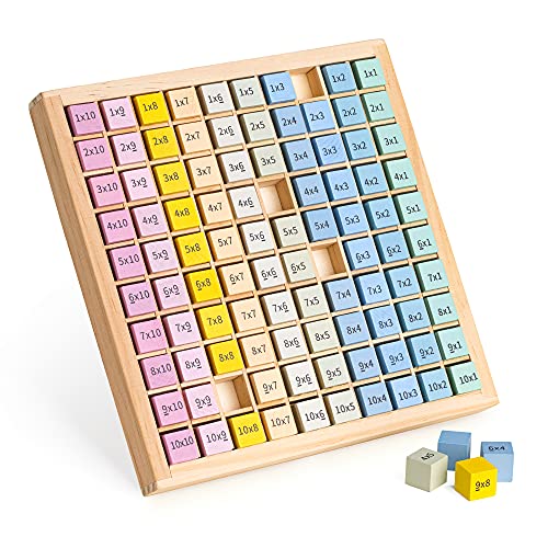 Navaris Tabla de multiplicar de Madera - Juego de Aprendizaje Tablas de multiplicaciones para niños de Primaria - Juguete Montessori de matemáticas