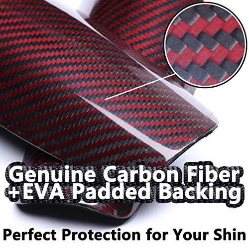 image for VARWANEO Carbon Fiber Soccer Shin Guards,with Large Cushioned,for Kid,
