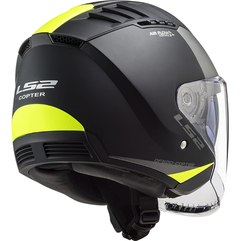 LS2, Casco Moto Jet COPTER II URBANE Matt Black H-V Yellow, XS