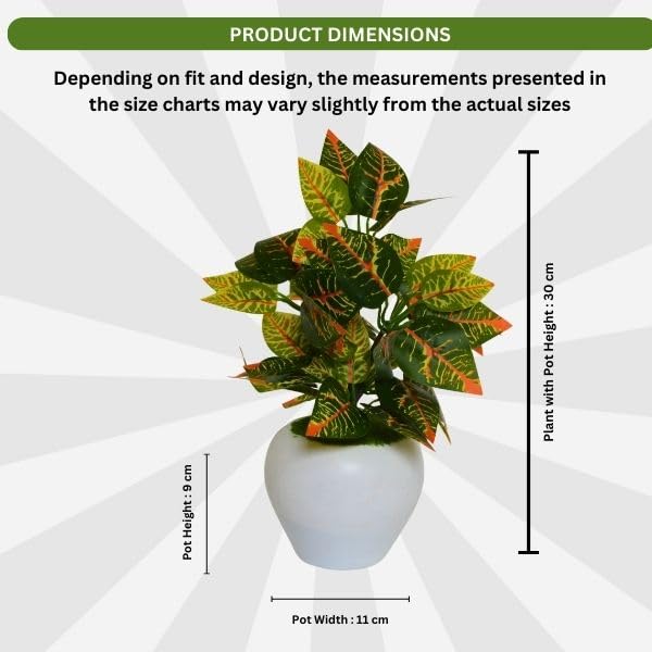 Image of fancymart Artificial Plant Leaves in Apple Pot (30 cm Height) | Small Potted Plant for Office Desk | Home Decor for Living Room | Cafe & Restaurant Table Decoration