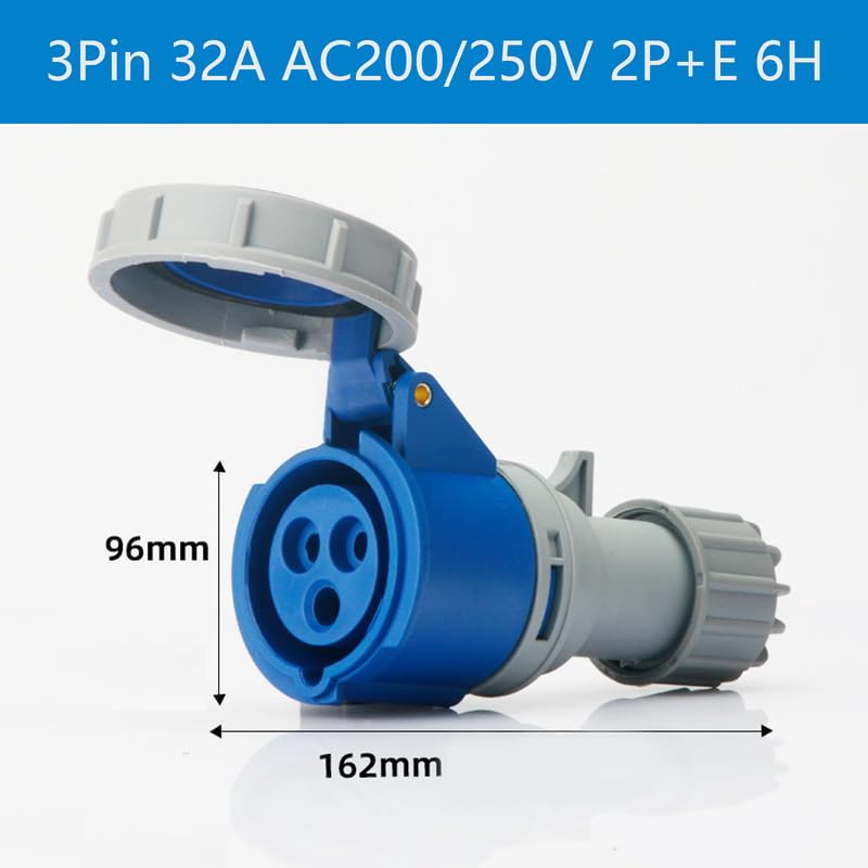 1Set Waterproof Industrial Connector Plug Socket IEC60309 3Pin 32A 200V-250V 2P+E 6H IP67 Power Connecting Activity Set for Aviation and Industry