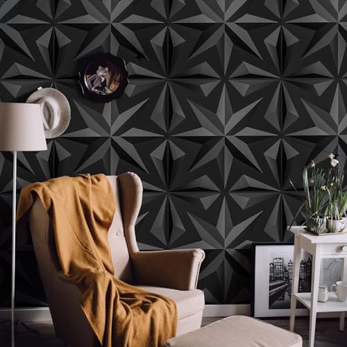 Image of Art3d Decorative 3D Wall Panels Art Petal Pack of 12 Tiles 32 Sq Ft, Black