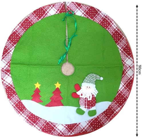 Saia para Árvore de Natal Decorada Vermelho e Verde Luxo Papai Noel Tricot Funny 90cm - Magizi