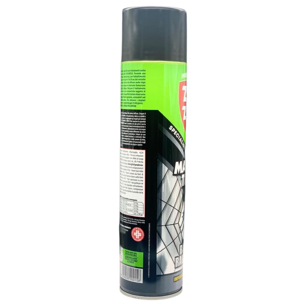ZigZag Magnatela Insetticida Ragni, Azione Residuale, Efficacia Immediata, Protezione Elevata, Facile Utilizzo, 600ml+OMAGGIO 100pz Guanti HDPE Monouso + Panno in Lattice (6 Spray+1CF Guanti+Panno)