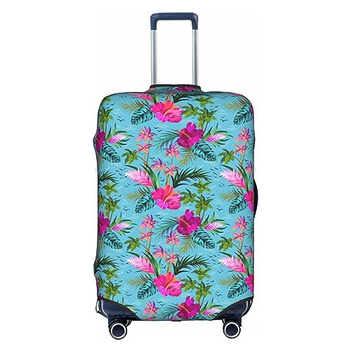 Housse valise polyester blanche taille S motif tropical lavable