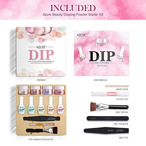 Nail Dipping Powder Starter Kit 4 Pink Glitter Colors(1oz.),French Dip Acrylic Nails Powders System(Comes with Bond,Base,Activator,Top,Brush Saver,4 Powder Jars + Some Manicure Tools)