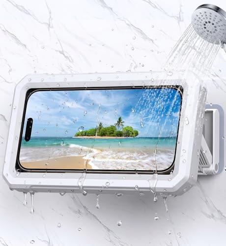Coolpow Shower Phone Holder Waterproof Phone Holder for Shower Wall WaterproofAnti-Fog480Adjustable Retractable Bathroom Phone Holder Mount Stand Water Proof Shower Case for iphone 4-7 Cellphones