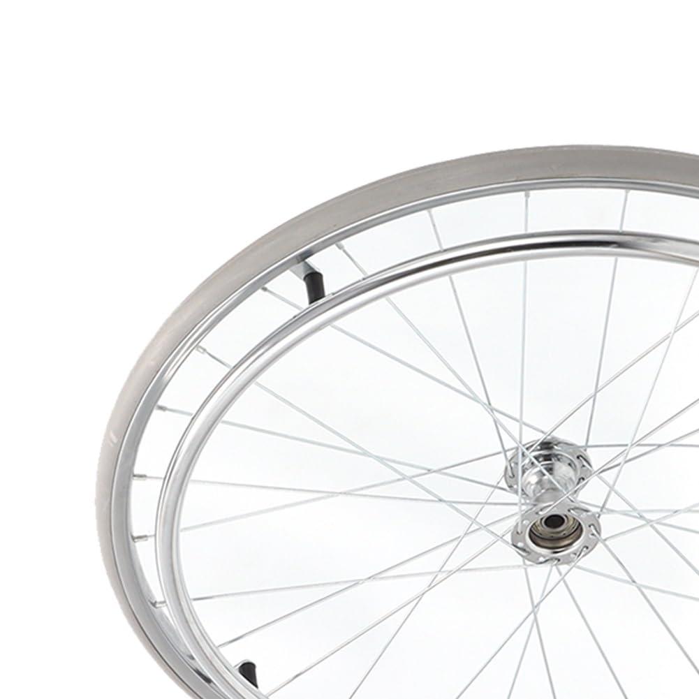 Rueda Trasera para Silla de Ruedas de 24 Pulgadas, Ruedas de Reemplazo Para Silla de Ruedas con Rodamientos y Volante, Neumático Sólido Antideslizante de PU, Cubo de Aleación de Aluminio, 1 Par ( Colo