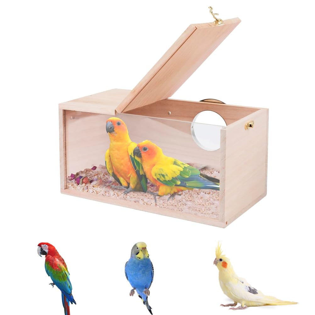Amazon.com : Natural Wood Nesting Box for Parakeet Birds