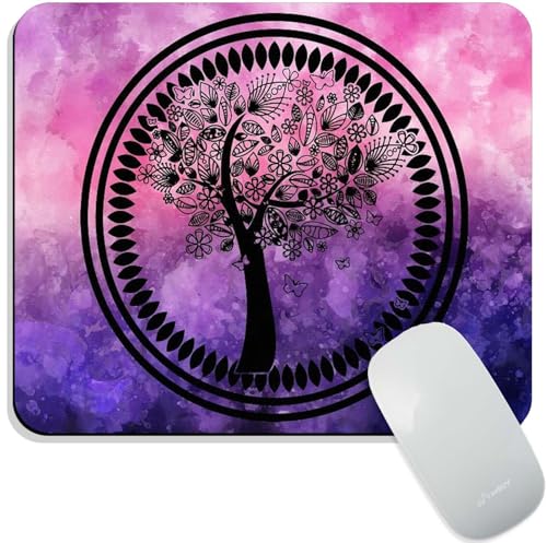 Image of Mouse Pad Tree of Life, Premium-Textured Custom Mouse Mat Design, Washable Mousepad Lycra Cloth, Non-Slip Rubber Base Computer Mouse Pads for Wireless Mouse