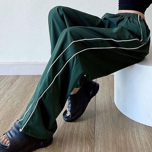 Cotton Cargo Pants Drawstring Floor-Length Pants Elastic Waist Loose Y2K Style Soft Breathable for Sports Travel2