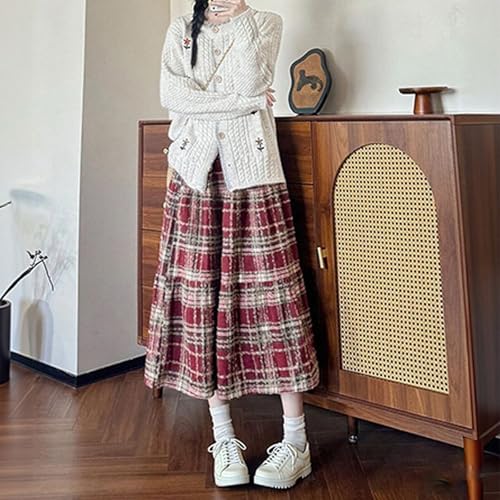 Womens Christmas Plaid Skirt Elastic High Waist Flowy A-Line Pleated Skirt - image 5