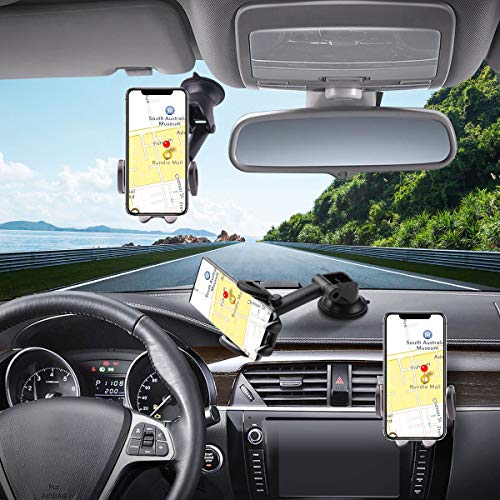 Car Cell Phone Holder Mount, Hapfish Universal Phone Holder for Car Dash Vent Windshield, Hands Free Easy Clamp Super Suction Stand for iPhone 12 11 Pro XS Max XR X 8 7 6, Galaxy Note, Mobile Phones
