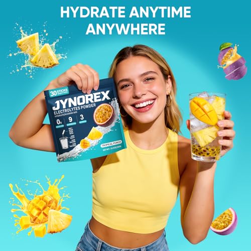 Image of Electrolytes Powder Packets Sugar Free, 30 Sticks High Sodium Hydration Packets, Low Calorie Electrolyte Packets Drink Mix Liquid Daily IV with Tropical Punch, 10.5OZ