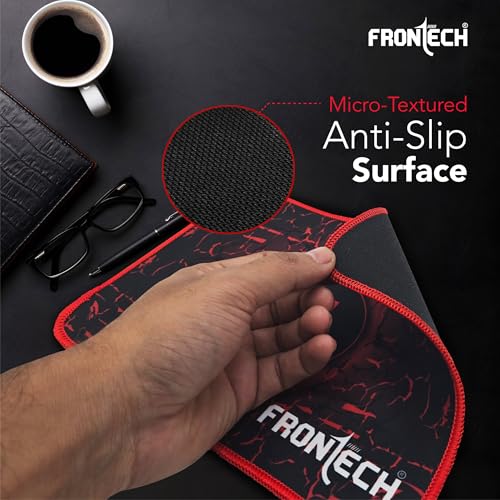 Image of FRONTECH Gaming Mouse Pad | Water Resistant | Anti-Slip Base | Stitched Edges | 232mm x 182mm x 2mm | Red /Black (MSP-0062)